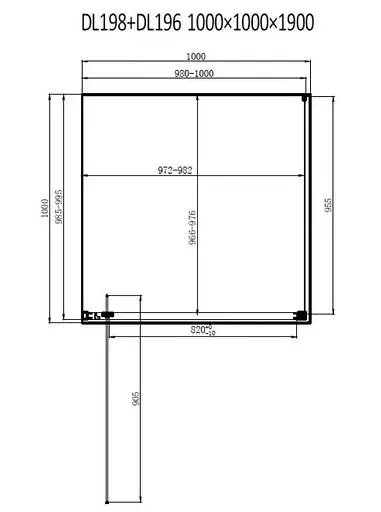 Душевая кабина Dusel DL198B + DL196B Black Matt 1000x1000x1900, Черный матовый, Универсальная, прозрачная, 100x100 - фото 2