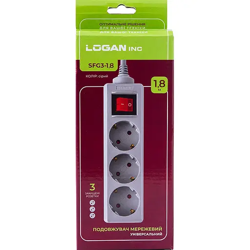 Мережевий фільтр Logan SFG3-1.8 Grey - фото 4