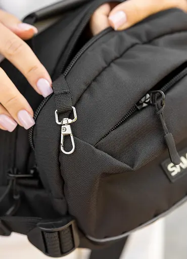 Женская сумка через плечо бананка Sambag Flex Pro черная 30×17×15 см (85451065) - фото 7