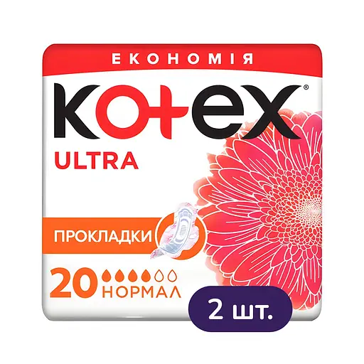 Гігієнічні прокладки Kotex Ultra Dry Normal Duo 40 шт. (2 п. x 20 шт.) - фото 1