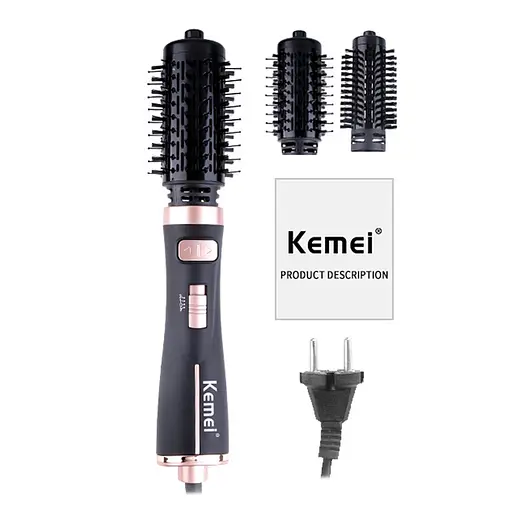 Фен-щітка-браш з обертанням Kemei KM-8021 стайлер брашинг для укладки накрутки об'єму та розчісування волосся - фото 4