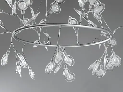 Велика люстра в залу на тросах підвісах "Світлячок", 54 лампи, хром - фото 3