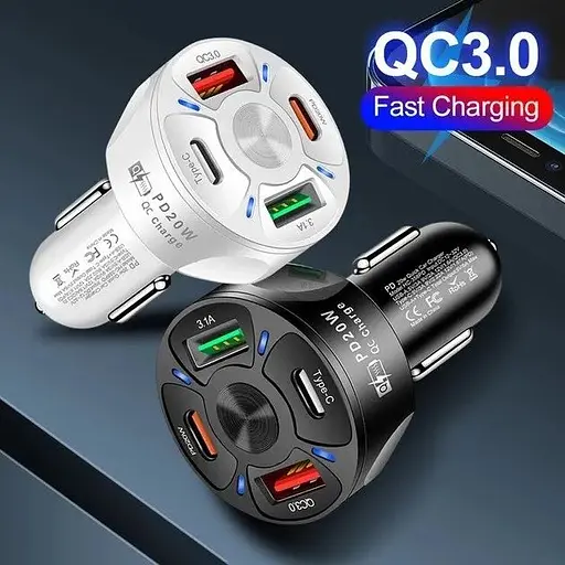 Автомобильное зарядное устройство No Brand CWa 2USB 2Type-C PD20W QC 3.0 White (3650552) - фото 6