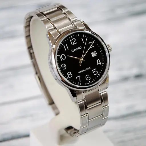 Японские кварцевые часы наручные мужские на стальном ремешке Casio MTP-V002D-1BUDF - фото 2