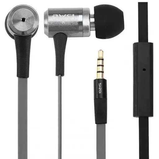 Дротові навушники Awei ES-120i, 3.5mm, 1.2m, grey