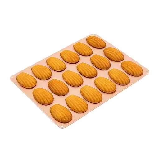 Форма силиконовая для выпечки печенья Мадлен на 18 ракушек 32х24х1.4 см C381, Kitchen Master Бежевый 87171 - фото 1