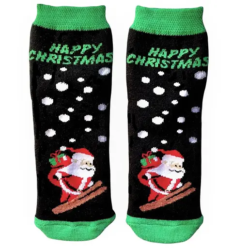 Дитячі Новорічні шкарпетки з індійської бавовни махрові Санта спішить 423002 - фото 1