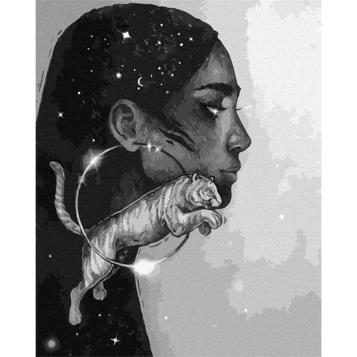 Картина за номерами"Сузір'я тигра з фарбами металік" ©lesya_nedzelska_art Ideyka KHO4970 40х50 см