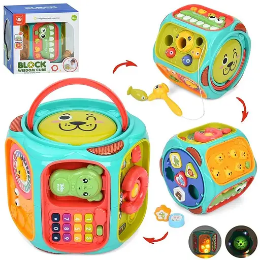 Интерактивная развивающая игра-куб 856 с музыкой, светом и сортером - фото 5