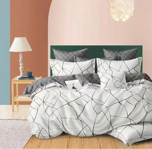 Комплект постельного белья Дима Турция с компаньоном 100% хлопок Наволочки 70х70см Евро размер Темно/свет серый - фото 1