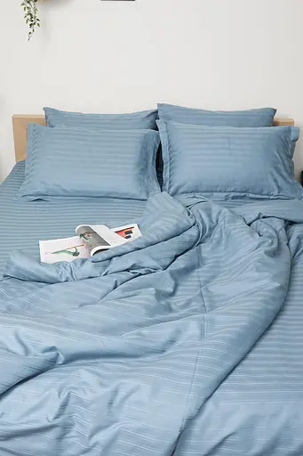 Комплект постельного белья Moon&Star Детский 110x140 см наволочки 2x40x40 см Ultramarine Satin Stripe - фото 6