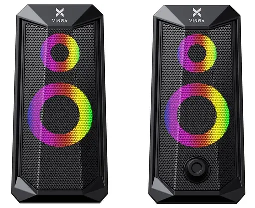 Акустическая система Vinga 2.0 SP-200 LED USB Black (SP-200 LED USB Black) - фото 2