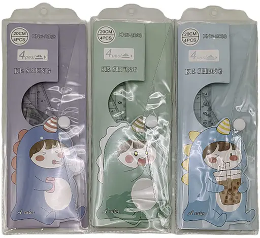 Набір лінійок Динозавр, 20 см, трикутники, 2033 (В асортименті) - фото 2