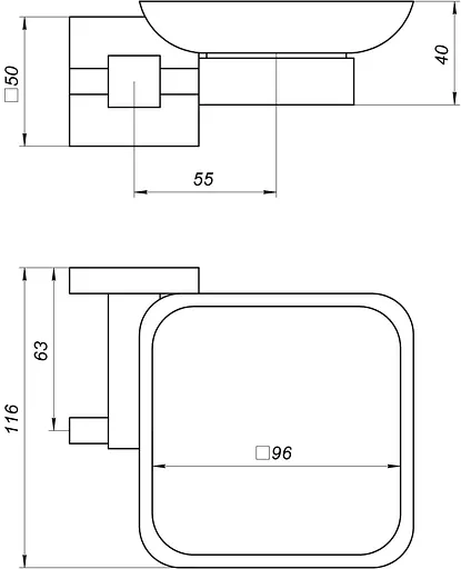 Мильниця одинарна Globus Lux SQ 9408, Хром матовый - фото 4