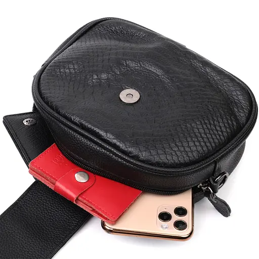 Фактурная сумка для женщин Vintage из натуральной кожи с тиснением под змею 20х14х7.5 см sum0028996 - фото 8