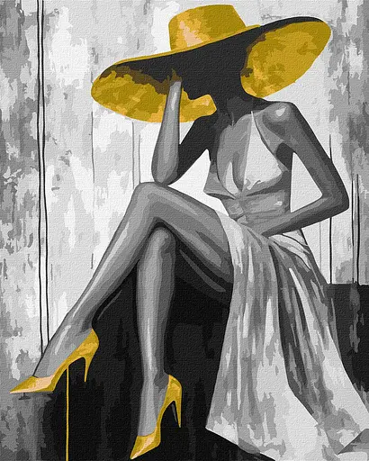 Набор для росписи по номерам Золотая дама с красками металлик extra, Ideyka, 40x50 см, КНО8539