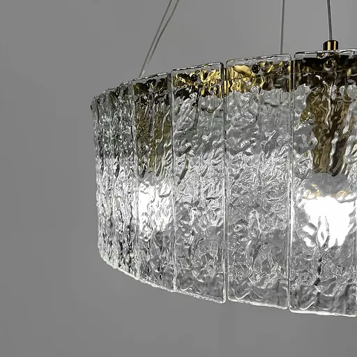 Підвісна латунна люстра із крижаними пластинами Ø 60 см | Line F | Арт. MJ360-600 AB - фото 6