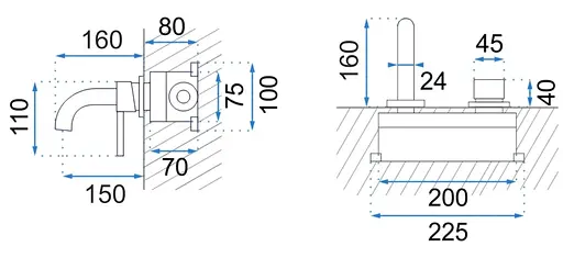 Смеситель для умывальника Rea Lungo brushed copper + BOX скрытого монтажа REA-B4600 Теплый закат - фото 4