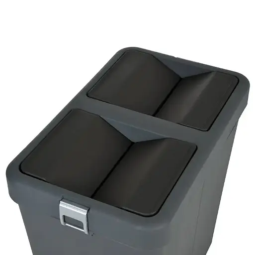 Мусорное ведро Motek двойное 14 л + 14 л с поворотной крышкой Антрацит (COB-428)  - фото 2