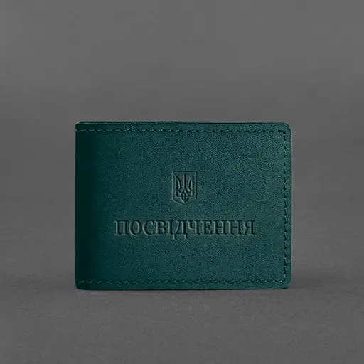 Универсальная кожаная обложка для удостоверения зеленая - фото 5