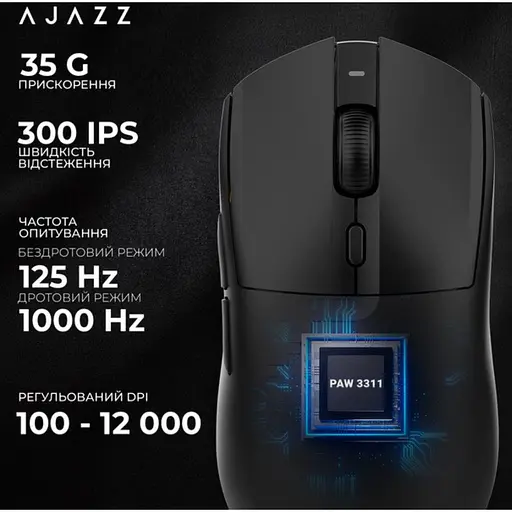 Игровая мышь Ajazz AJ-139B MC V2 Wireless/Bluetooth/USB ESports Gaming 12000dpi 35G Black - фото 7