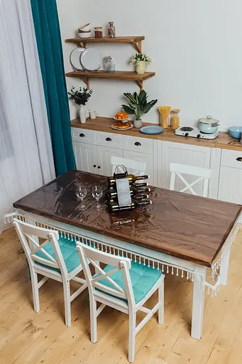 Скатертина силіконова з білою перлинною бахромою Elit 230х130 см - фото 5