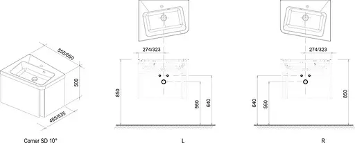 Тумба під умивальник Ravak SD 10° 550 Білий ліва X000000739 - фото 2
