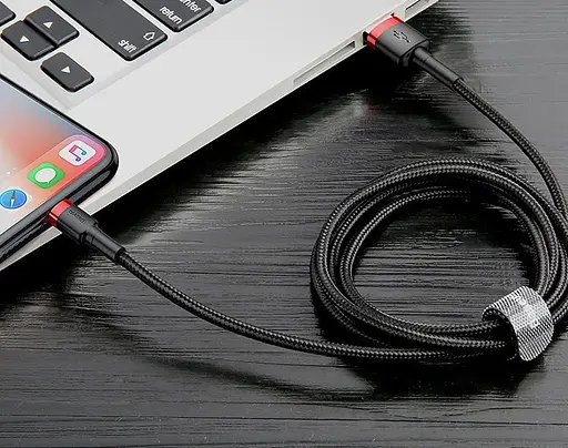 Кабель Baseus Cafule Cable USB For iP 1.5A 2m Gold+Blue - фото 4