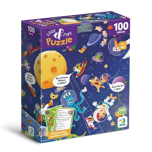 Дитячий пазл Шукай та знаходь "Шалений космос" DoDo Toys 300668, 100 елементів