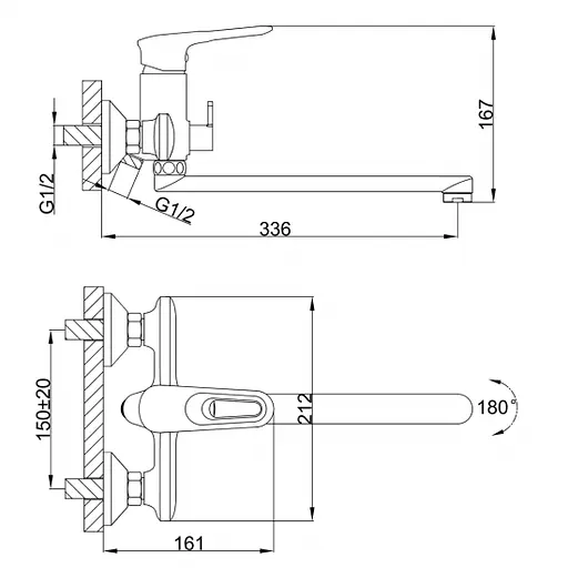 F2249 Змішувач для ванни довгий гусак білий/хром Ø35 Frap 1/10 Білий - фото 2