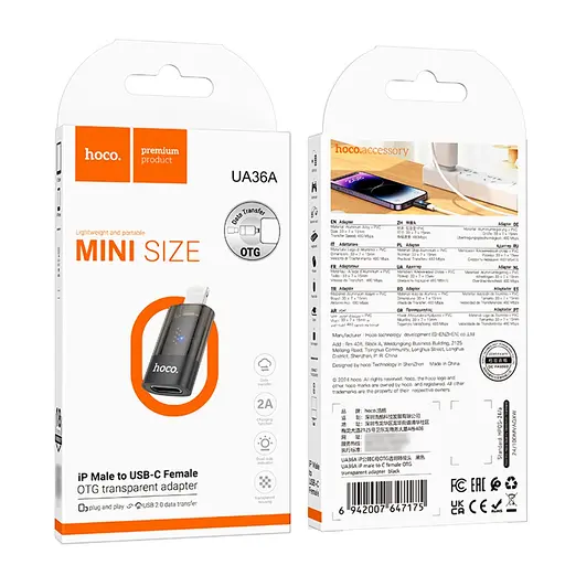 Адаптер переходник Hoco UA36A Lightning to Type-C черный - фото 6