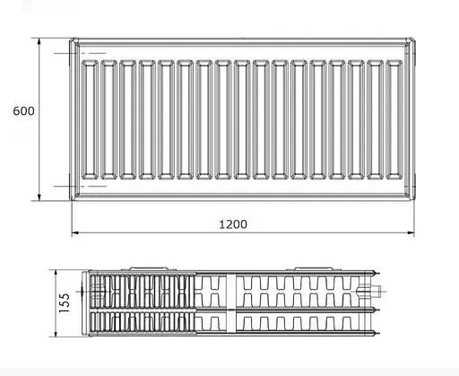 Радиатор стальной Korado 33K 600x1200 мм боковое подключение Белый 30412 - фото 2