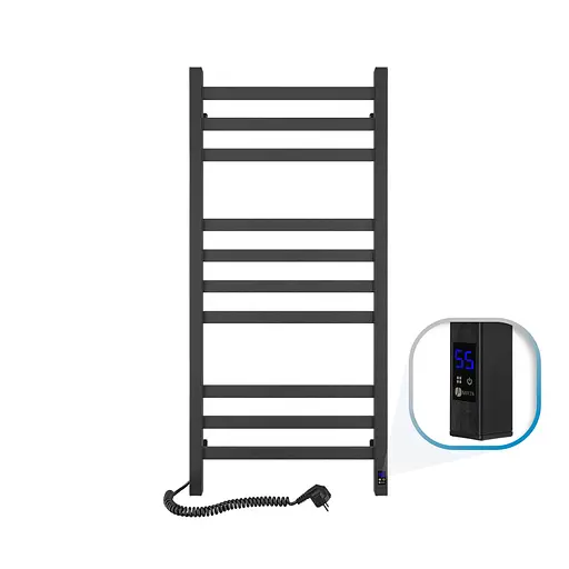 Електрична рушникосушка Navin Авангард 480x1000 Sensor лівобічна з таймером, чорний муар 12-228153-4810, Чорний матовий, Ліве, Електронний - фото 1