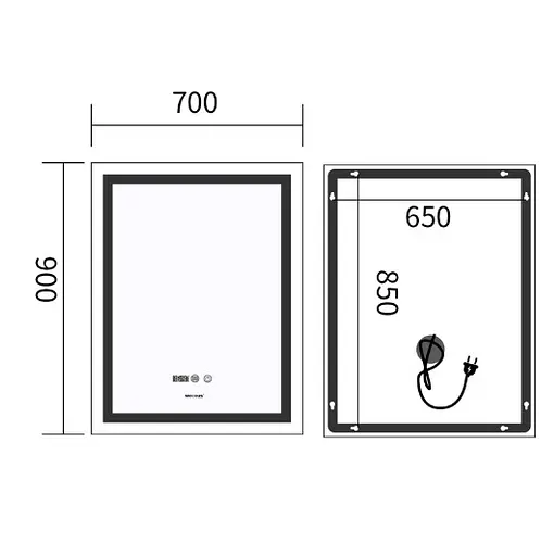 Дзеркало Mixxus Premium FLASH MR21-70x90 (LED Touch, Anti-fog, годинник) (MP6618) - фото 5