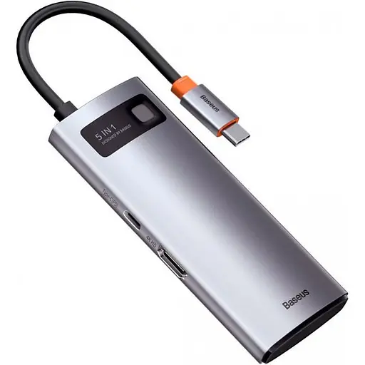 USB-хаб Baseus Metal Gleam Series 5 в 1 Multifunctional Gray (WKWG020013) [96294] - фото 2
