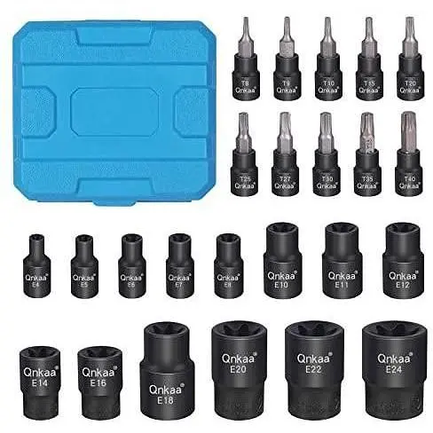 Набір торцевих головок Torx Female E-Torx, 24 шт. | 10 шт. торцевих головок Star (T8-T40) і 14 шт. торцевих головок E-Torx Female