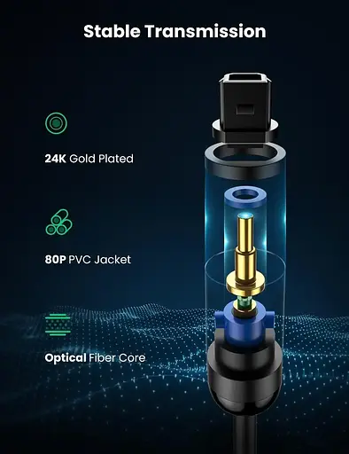 Аудіокабель Ugreen AV122 Toslink Optical Audio Cable 2 м чорний (UGR-70892) - фото 2