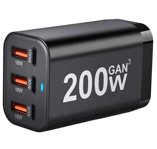 Зарядний пристрій 200W-EU 200W (1xQC3.0 100W/1xQC3.0 30W/3xUSB 18W) - фото 4