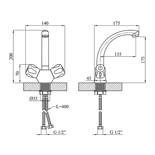 Смеситель для раковины Kroner KRM Hamburg - C010 (CV014912) - фото 7