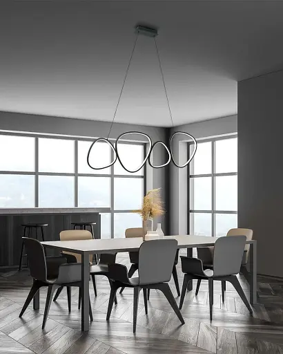 Подвесной светильник, люстра Goldlux 334046 Petra LED 1x48W 4000K 7400Lm IP20 черный - фото 3