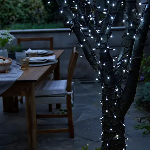 Новорічна гірлянда вулична GarlandoPro 30 м 300 LED із сонячною батареєю 8 режимів роботи чорний провід Білий SB300L30MBW - фото 4