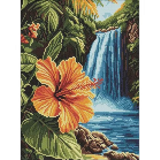 Алмазная мозаика Тропический водопад AMO8227, 30х40 см