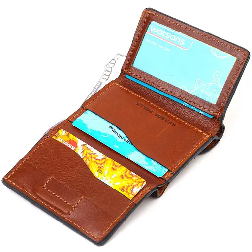 Мужской кожаный кошелек Grande Pelle 8х10х1.5 см acs0025793 - фото 4