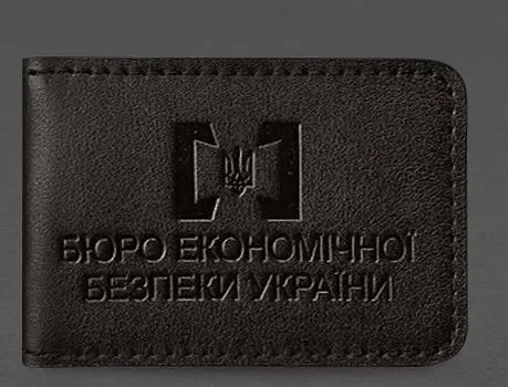 Кожаная обложка для удостоверения БЭБ (Бюро экономической безопасности Украины) темно-коричневая - фото 1