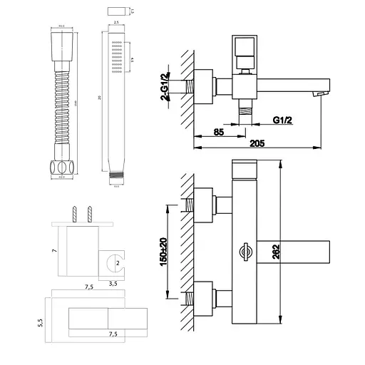 Смеситель для ванны Kohlman Nexen chrome настенный KPL-QW110U Хром - фото 2