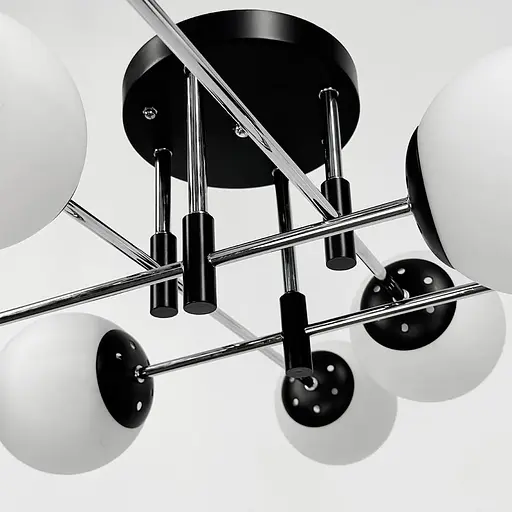 Потолочная люстра на 8 белых плафонов Ø 80 см | Ст. 91177/8 CH+BK+WT | Line F - фото 2