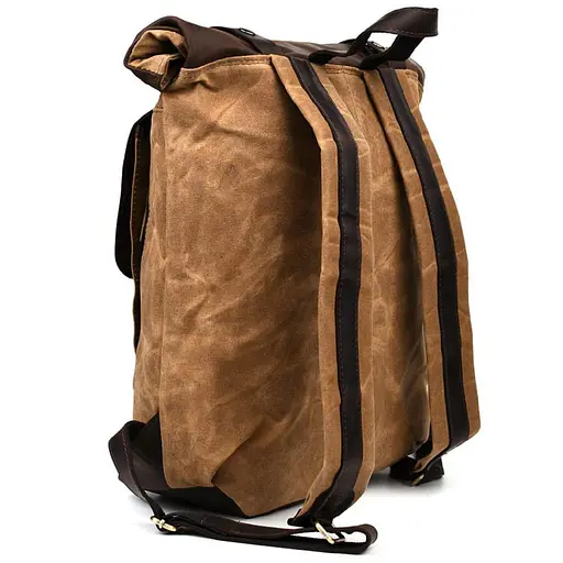 Рюкзак из лошадиной кожи и вощеного канваса ролл-ап TARWA 40х31х13 см sum0028439 - фото 4