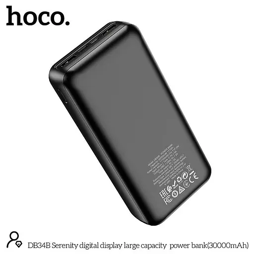 УМБ Hoco Serenity digital display large capacity power bank DB34B 30000mAh 3 порта чорна - фото 5