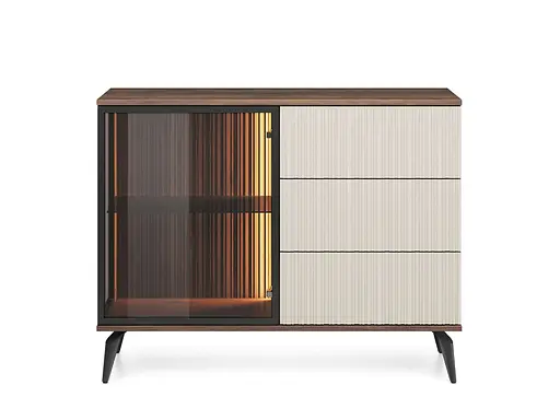 Комод з підсвіткою Вічі / Vici KSZ103 1-дверний з 3 шухлядами Горіх/кашемір Perfect Home Польща (PFH-091277) - фото 3