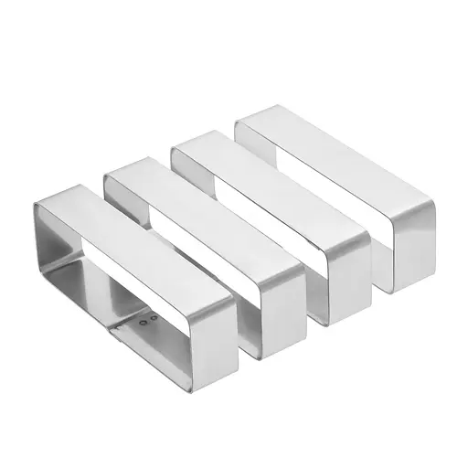 Металлические прямоугольные формочки порционные для эклеров пирожных и тарталеток 12х4х2.5 см (набор из 4 шт.) Серый 87798 - фото 8